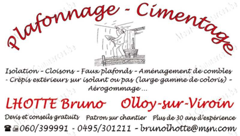 Plafonnage - Cimentage Lhotte Bruno
